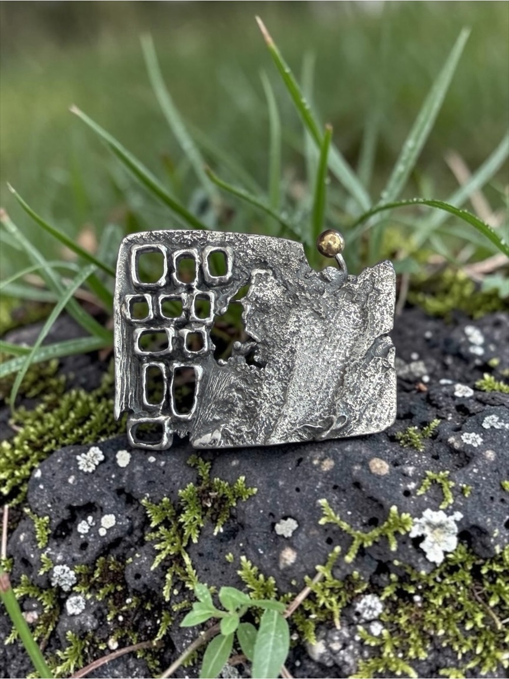 Vintage Guy Vidal Brutalist Pewter Brooch / Pin